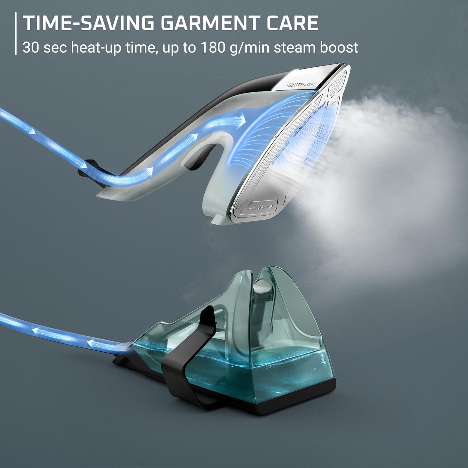 image:imageRowenta 2in1 Duo Force Iron and Steamer for Clothes 1700W Steam Iron Stainless Steel Soleplate UltraLightweight Detachable 135oz Water Tank Clothes Steamer AntiDrip Black amp Green JR4030Detachable Water Tank