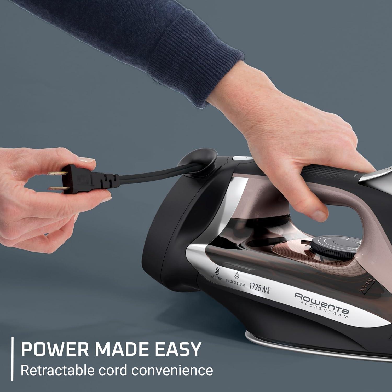 image:imageRowenta 2in1 Duo Force Iron and Steamer for Clothes 1700W Steam Iron Stainless Steel Soleplate UltraLightweight Detachable 135oz Water Tank Clothes Steamer AntiDrip Black amp Green JR4030Steam Iron