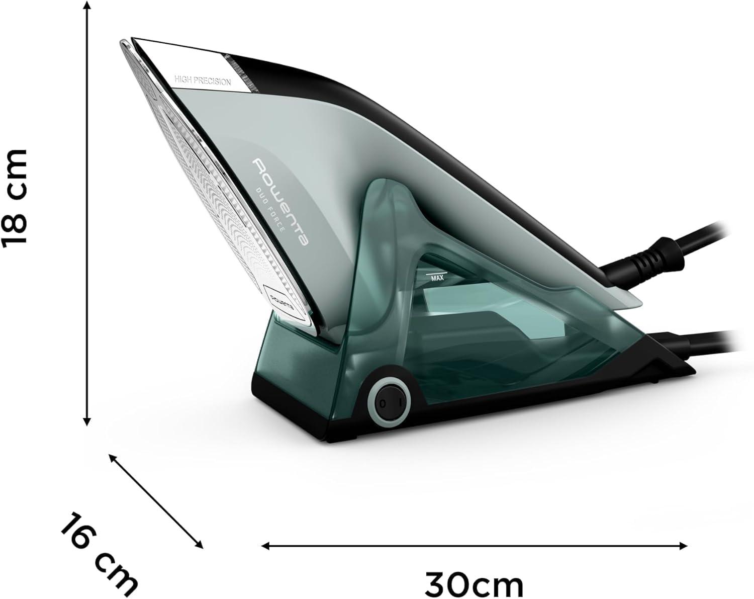 image:imageRowenta 2in1 Duo Force Iron and Steamer for Clothes 1700W Steam Iron Stainless Steel Soleplate UltraLightweight Detachable 135oz Water Tank Clothes Steamer AntiDrip Black amp Green JR4030Detachable Water Tank