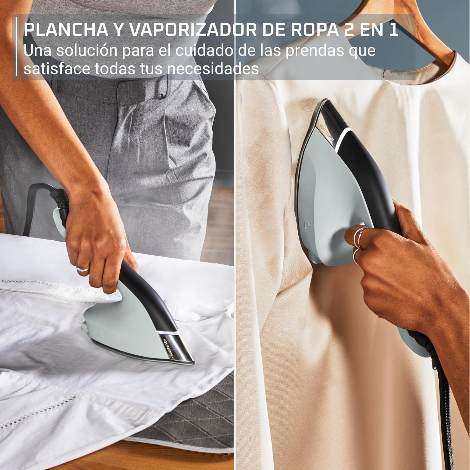 image:imageRowenta 2in1 Duo Force Iron and Steamer for Clothes 1700W Steam Iron Stainless Steel Soleplate UltraLightweight Detachable 135oz Water Tank Clothes Steamer AntiDrip Black amp Green JR4030Detachable Water Tank