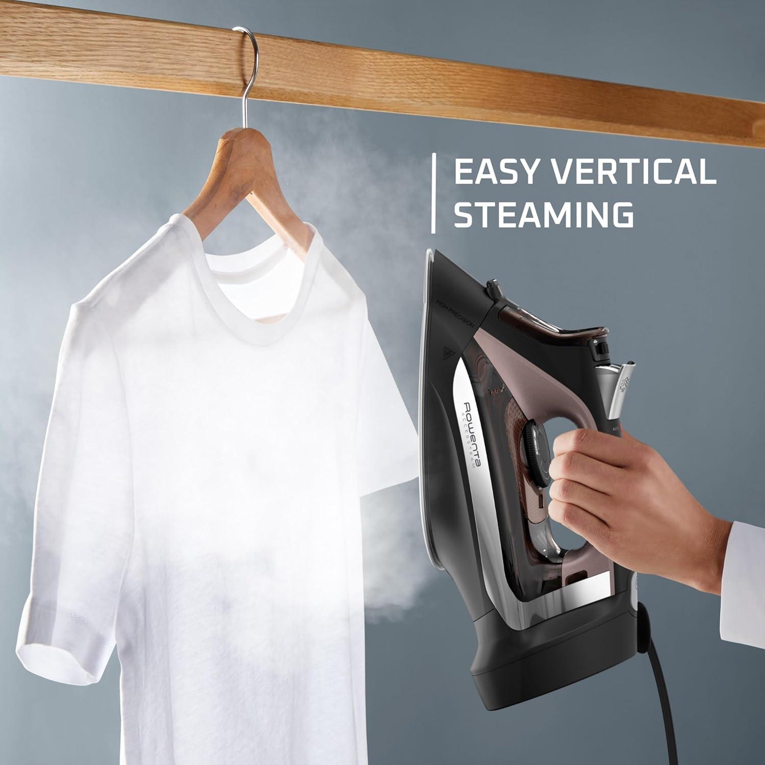 image:imageRowenta 2in1 Duo Force Iron and Steamer for Clothes 1700W Steam Iron Stainless Steel Soleplate UltraLightweight Detachable 135oz Water Tank Clothes Steamer AntiDrip Black amp Green JR4030Steam Iron