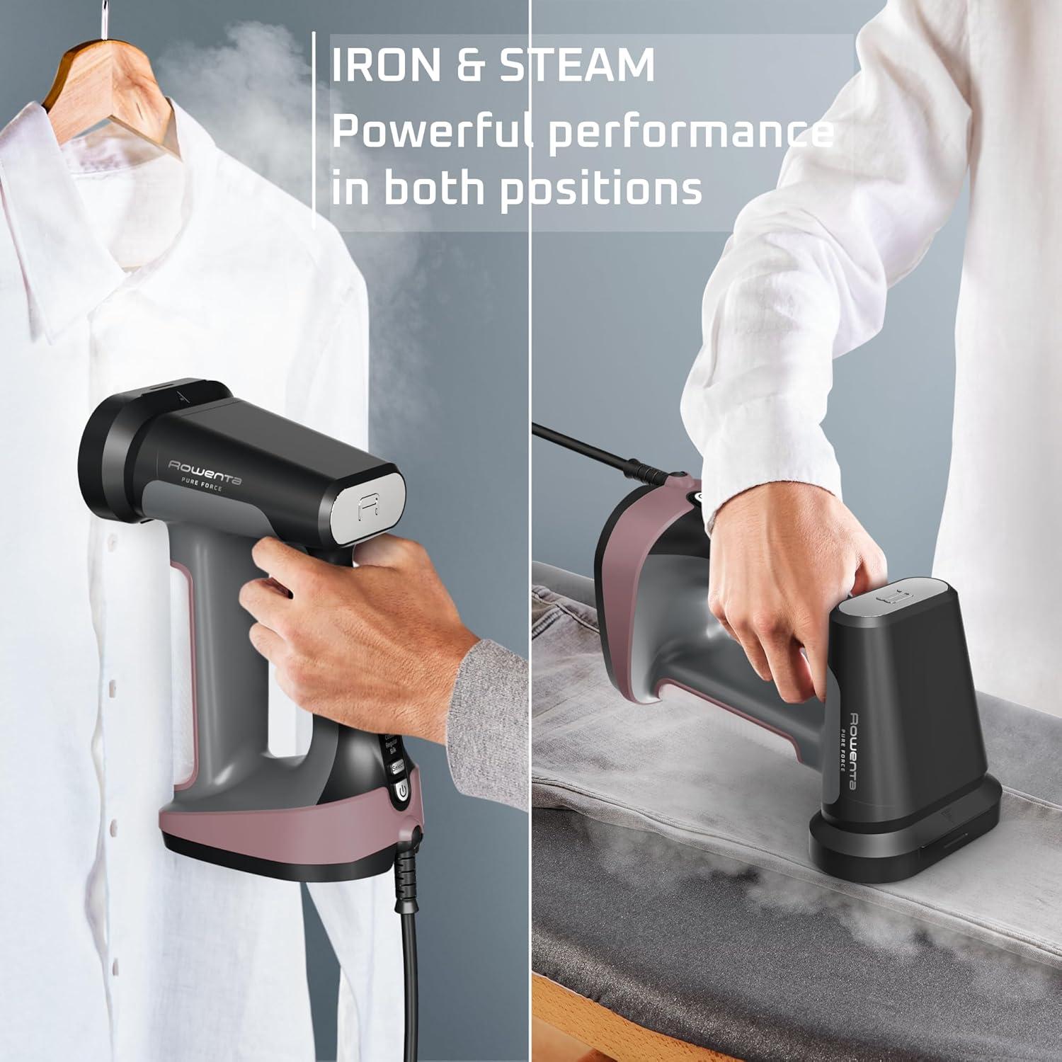 image:imageRowenta Handheld Steamer for Clothes Pure Force 2in1 Steamer amp Iron 1875W VerticalHorizonal Steaming amp Ironing Lightweight Autooff XL power 1875 Watts DR88223in1 Iron Steam Lint Remover Antidust Microfiber