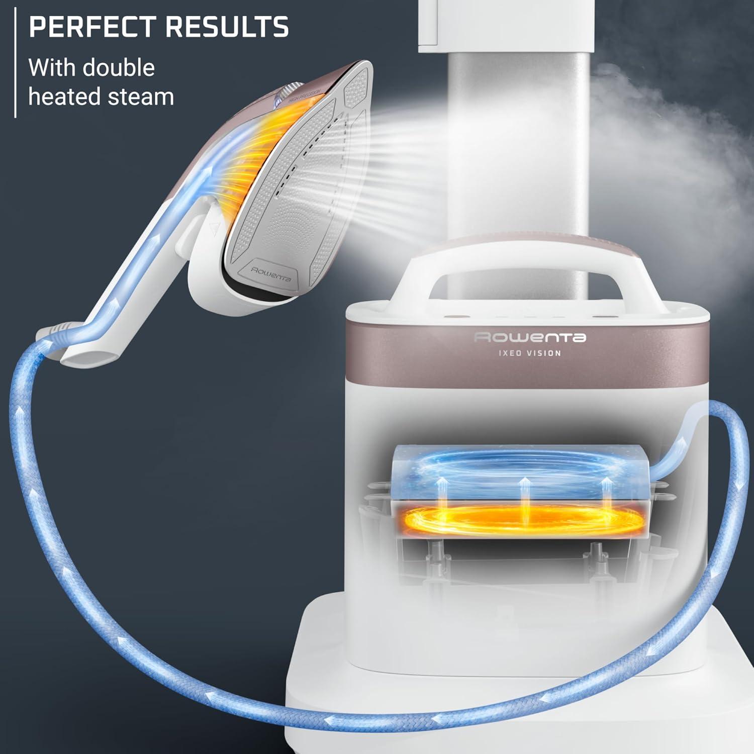 image:imageRowenta IXEO Steamer for Clothes with Ironing Board 65 Inches 45 Second Heatup 1 Liter Capacity 1500 Watts Ironing Portable Fabric Steamer Garment Steamer Adjustable QR1410BlackAllInOne