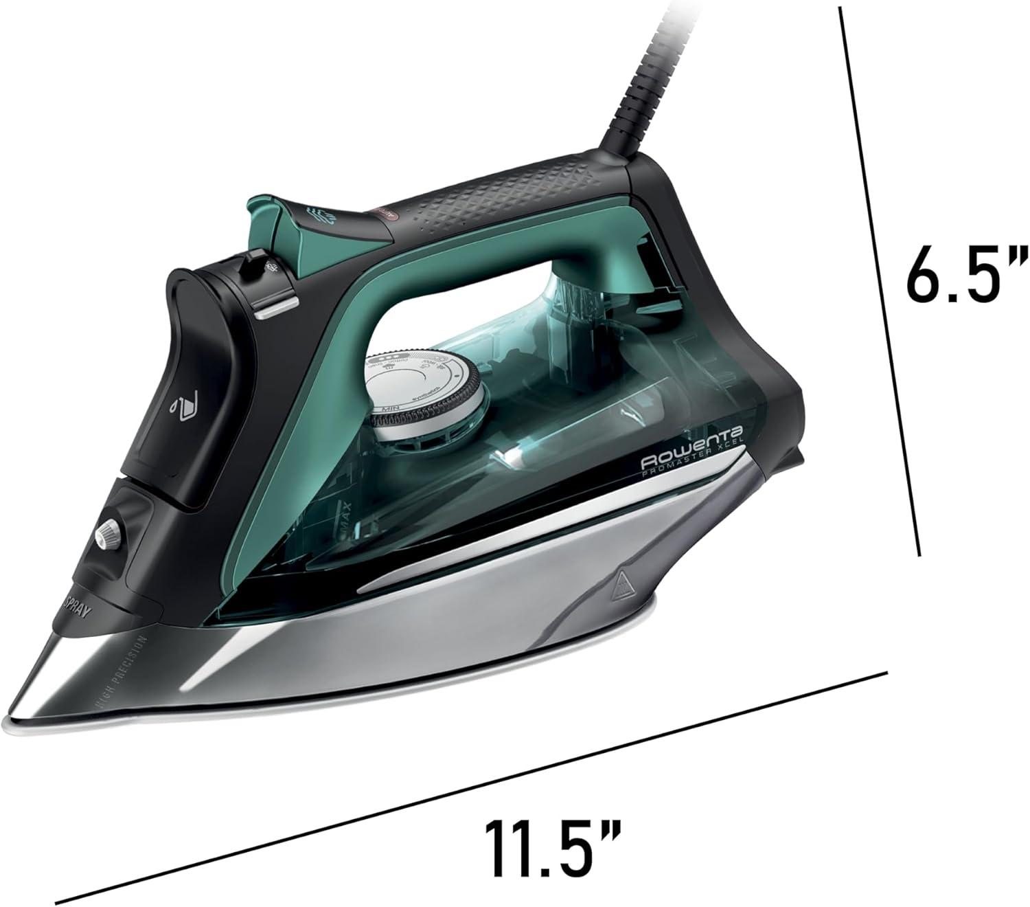 image:imageRowenta Iron Focus Excellence Stainless Steel Soleplate Steam Iron for Clothes Retractable Cord 400 Microsteam Holes Powerful steam LED Display 1750 W Ironing Clothes Cordreel Red DW5433Powerful Steam