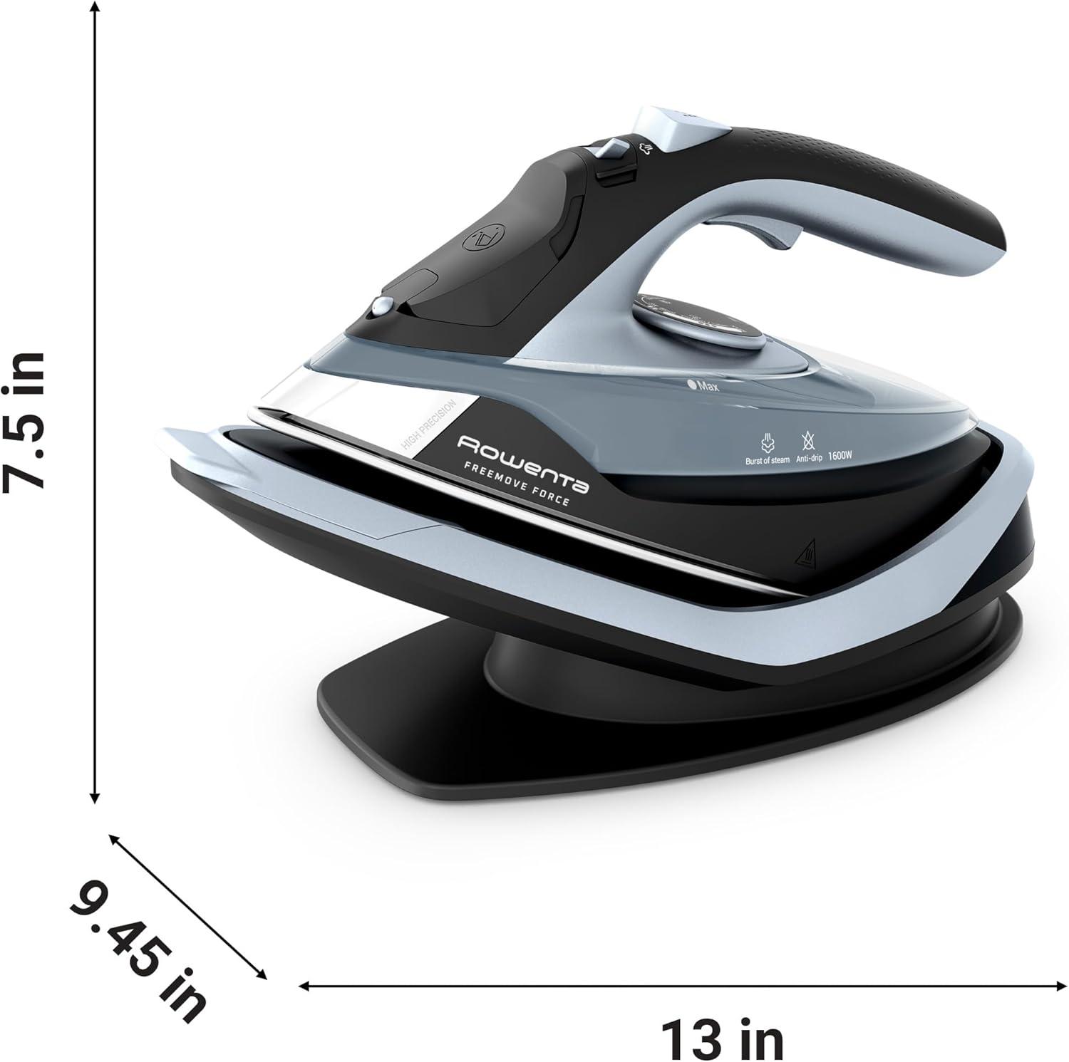 image:imageRowenta Iron Focus Excellence Stainless Steel Soleplate Steam Iron for Clothes Retractable Cord 400 Microsteam Holes Powerful steam LED Display 1750 W Ironing Clothes Cordreel Red DW5433Powerful Steam Boost Cordless