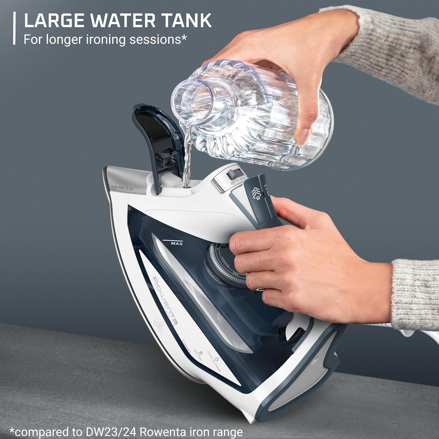 image:imageRowenta Iron Focus Excellence Stainless Steel Soleplate Steam Iron for Clothes Retractable Cord 400 Microsteam Holes Powerful steam LED Display 1750 W Ironing Clothes Cordreel Red DW5433Powerful Steam Boost