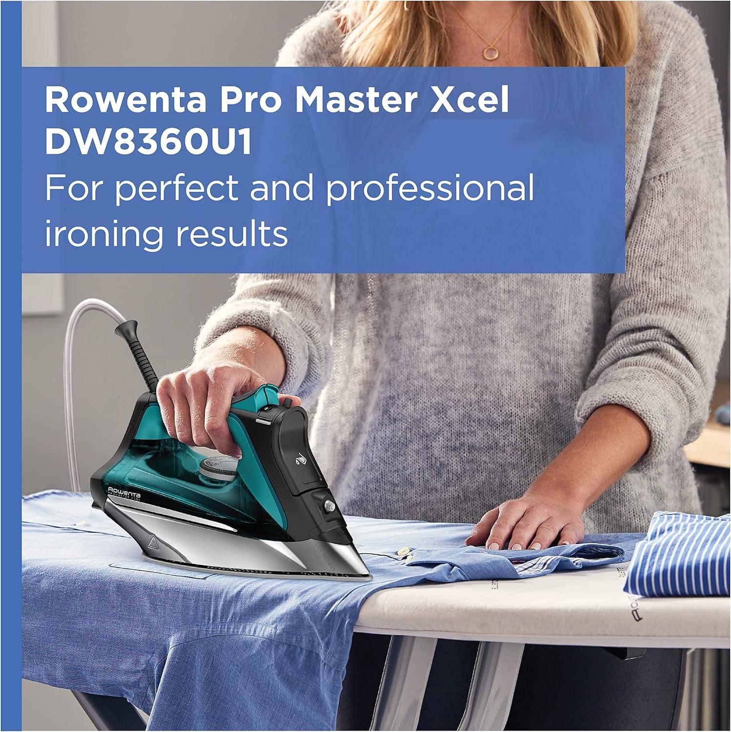 image:imageRowenta Iron Focus Excellence Stainless Steel Soleplate Steam Iron for Clothes Retractable Cord 400 Microsteam Holes Powerful steam LED Display 1750 W Ironing Clothes Cordreel Red DW5433Powerful Steam
