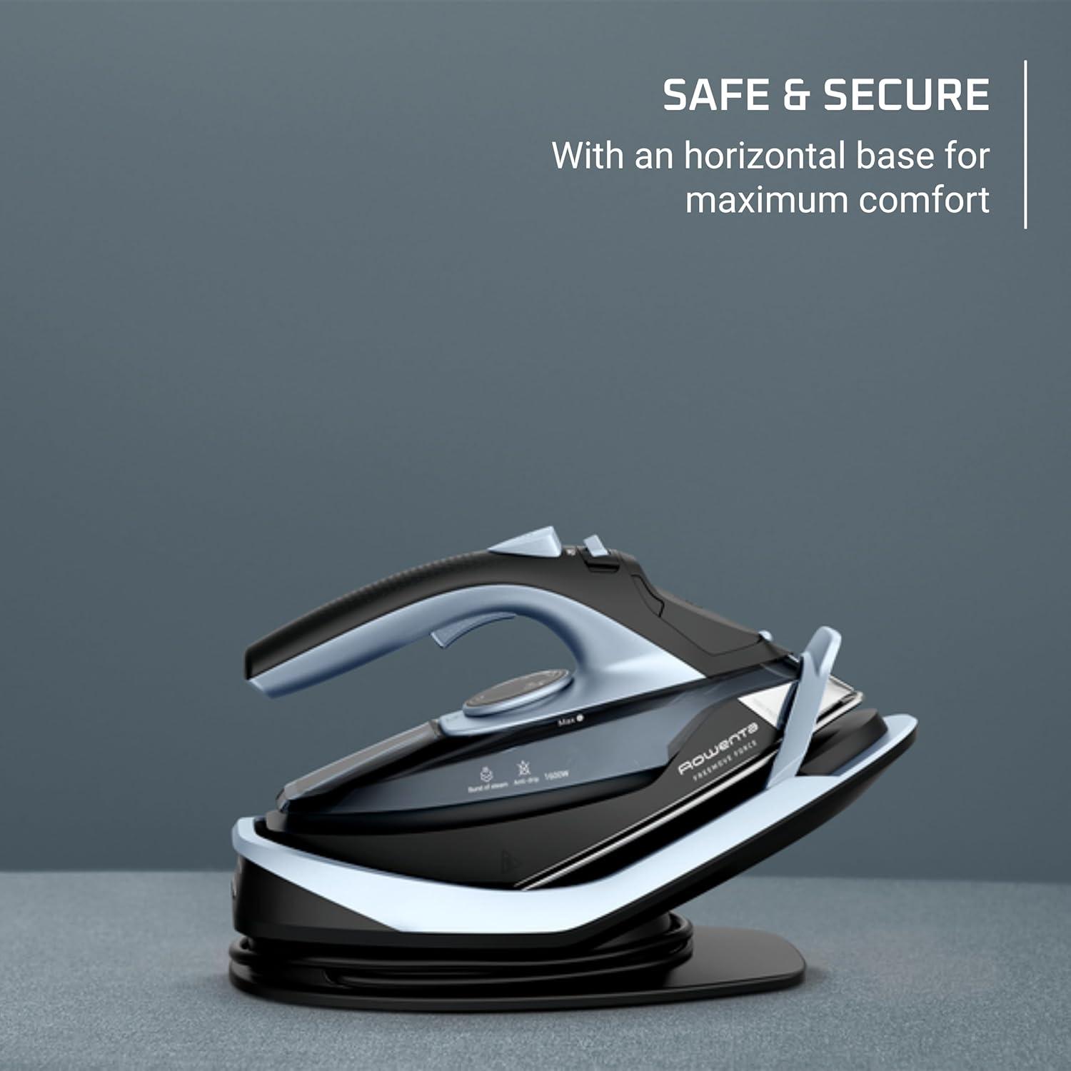 image:imageRowenta Iron Focus Excellence Stainless Steel Soleplate Steam Iron for Clothes Retractable Cord 400 Microsteam Holes Powerful steam LED Display 1750 W Ironing Clothes Cordreel Red DW5433Powerful Steam Boost Cordless