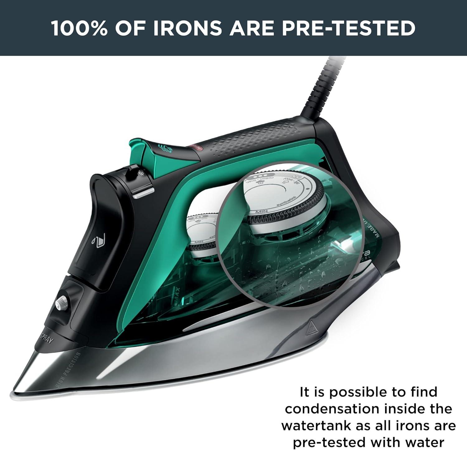 image:imageRowenta Iron Focus Excellence Stainless Steel Soleplate Steam Iron for Clothes Retractable Cord 400 Microsteam Holes Powerful steam LED Display 1750 W Ironing Clothes Cordreel Red DW5433Powerful Steam