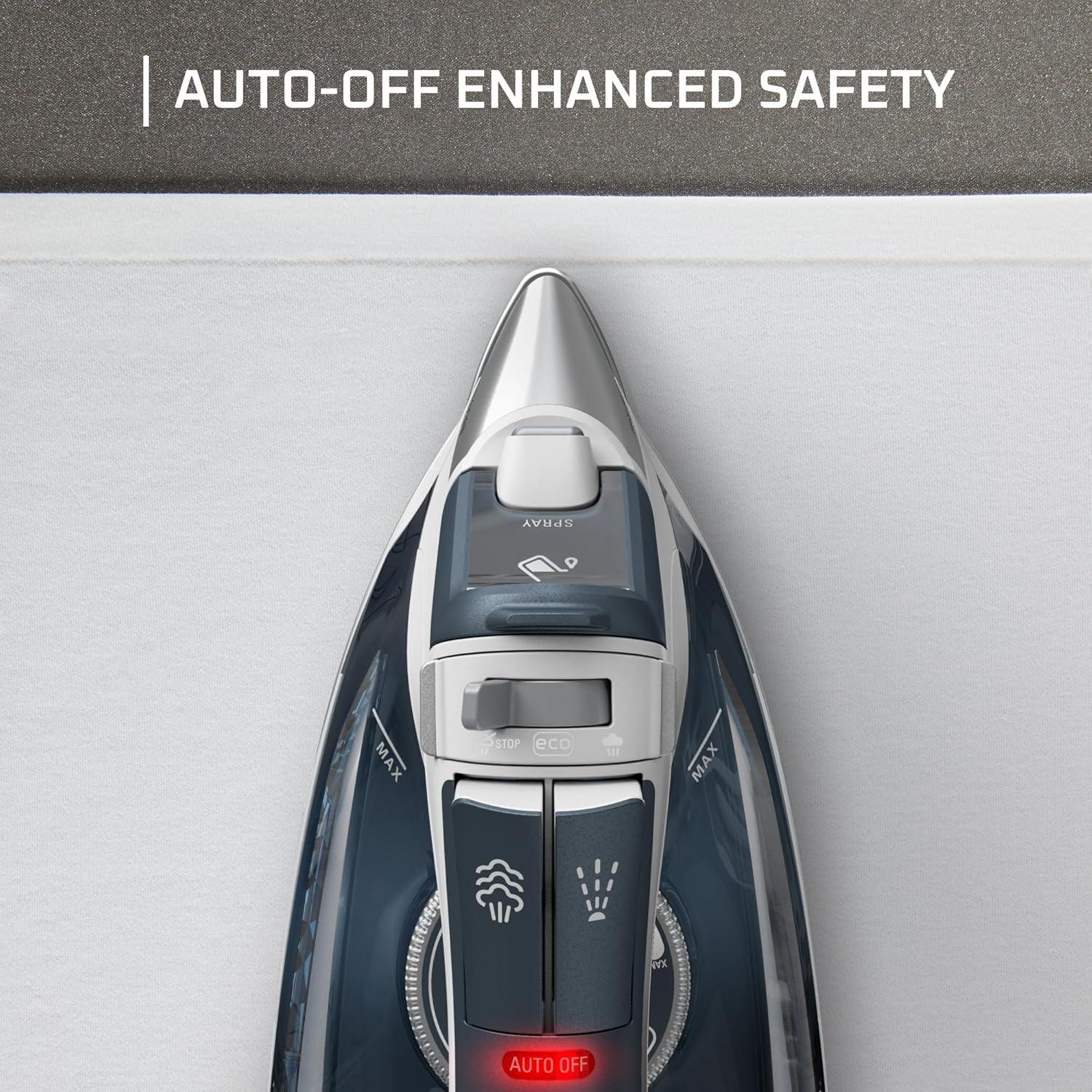 image:imageRowenta Iron Focus Excellence Stainless Steel Soleplate Steam Iron for Clothes Retractable Cord 400 Microsteam Holes Powerful steam LED Display 1750 W Ironing Clothes Cordreel Red DW5433Powerful Steam Boost