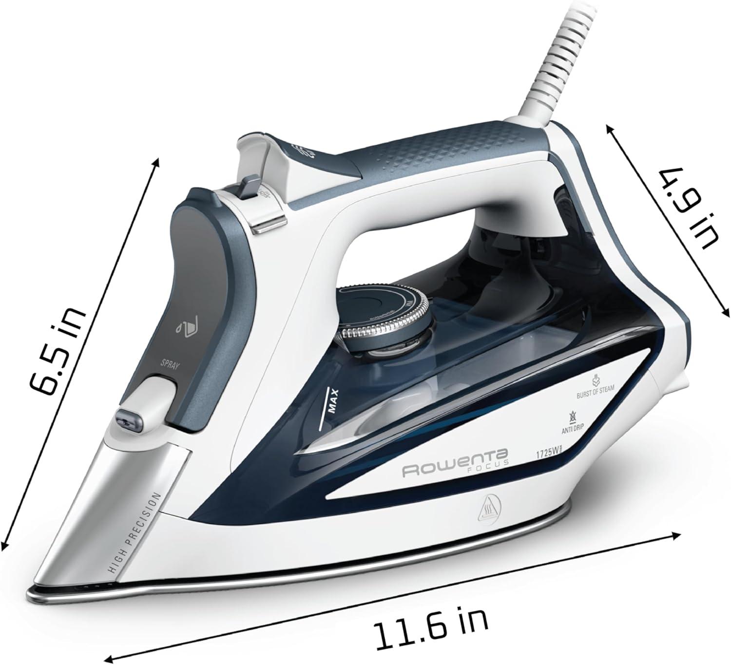 image:imageRowenta Iron Focus Excellence Stainless Steel Soleplate Steam Iron for Clothes Retractable Cord 400 Microsteam Holes Powerful steam LED Display 1750 W Ironing Clothes Cordreel Red DW5433Powerful Steam Boost
