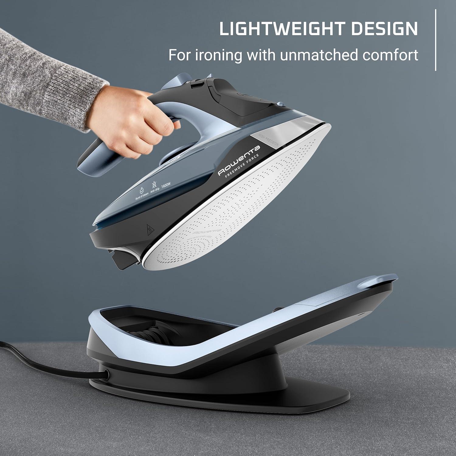 image:imageRowenta Iron Focus Excellence Stainless Steel Soleplate Steam Iron for Clothes Retractable Cord 400 Microsteam Holes Powerful steam LED Display 1750 W Ironing Clothes Cordreel Red DW5433Powerful Steam Boost Cordless