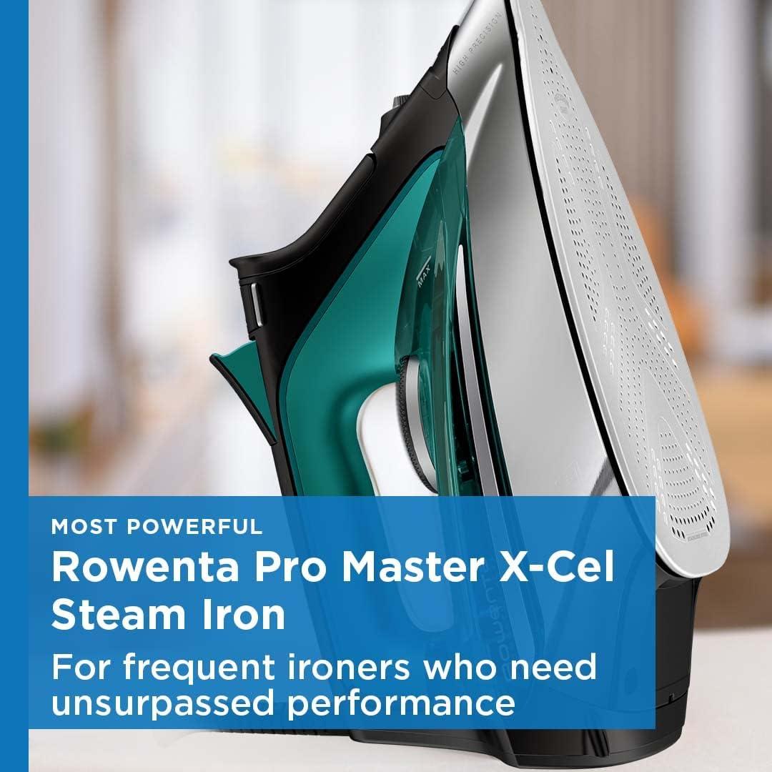 image:imageRowenta Iron Focus Excellence Stainless Steel Soleplate Steam Iron for Clothes Retractable Cord 400 Microsteam Holes Powerful steam LED Display 1750 W Ironing Clothes Cordreel Red DW5433Powerful Steam