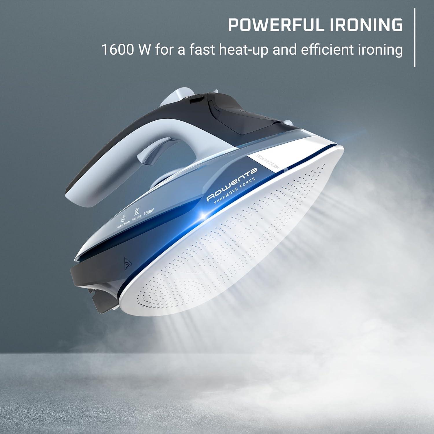 image:imageRowenta Iron Focus Excellence Stainless Steel Soleplate Steam Iron for Clothes Retractable Cord 400 Microsteam Holes Powerful steam LED Display 1750 W Ironing Clothes Cordreel Red DW5433Powerful Steam Boost Cordless