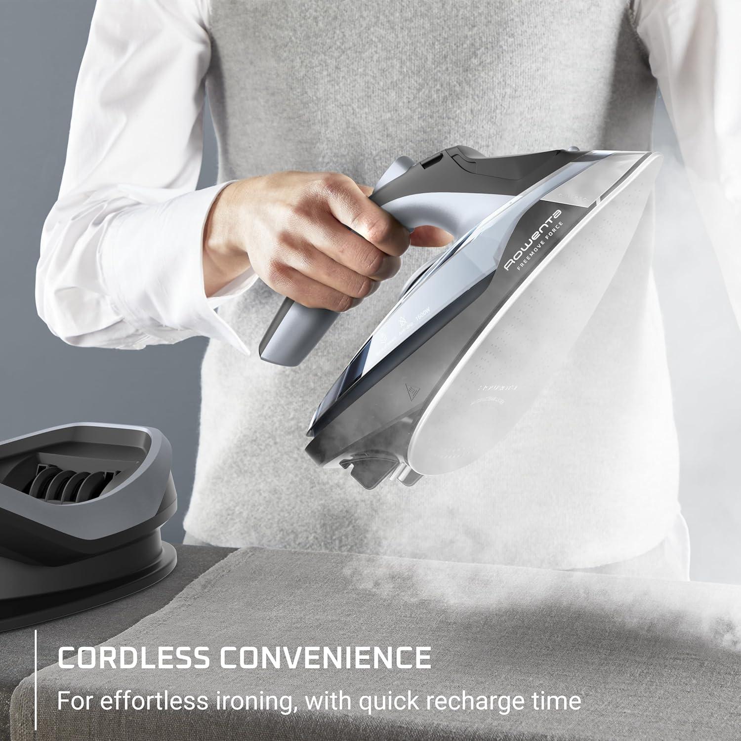 image:imageRowenta Iron Focus Excellence Stainless Steel Soleplate Steam Iron for Clothes Retractable Cord 400 Microsteam Holes Powerful steam LED Display 1750 W Ironing Clothes Cordreel Red DW5433Powerful Steam Boost Cordless
