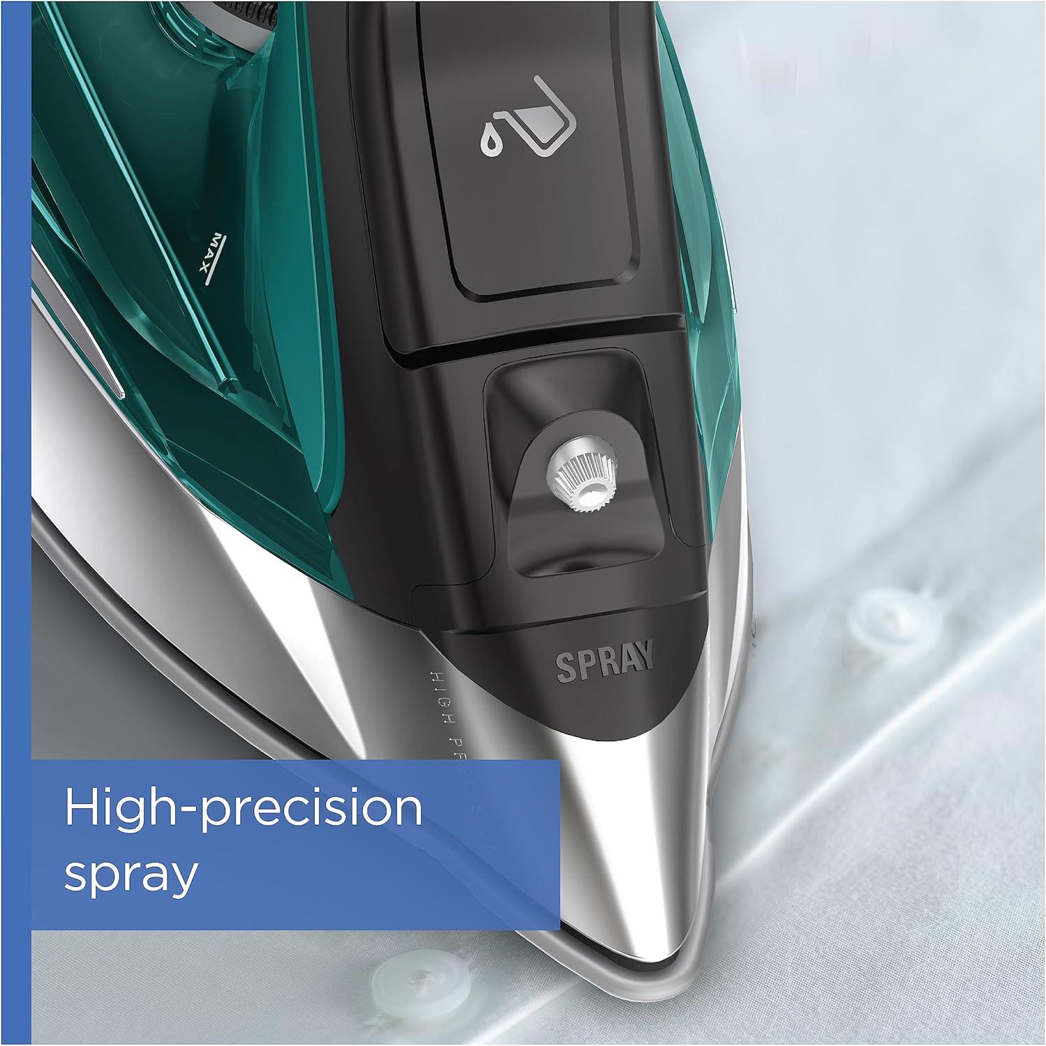 image:imageRowenta Iron Focus Excellence Stainless Steel Soleplate Steam Iron for Clothes Retractable Cord 400 Microsteam Holes Powerful steam LED Display 1750 W Ironing Clothes Cordreel Red DW5433Powerful Steam
