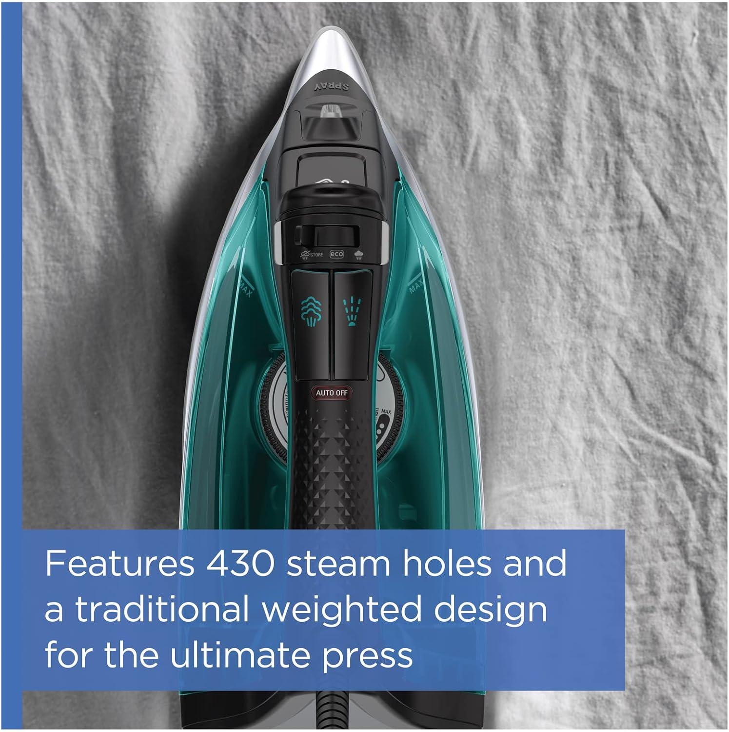 image:imageRowenta Iron Focus Excellence Stainless Steel Soleplate Steam Iron for Clothes Retractable Cord 400 Microsteam Holes Powerful steam LED Display 1750 W Ironing Clothes Cordreel Red DW5433Powerful Steam