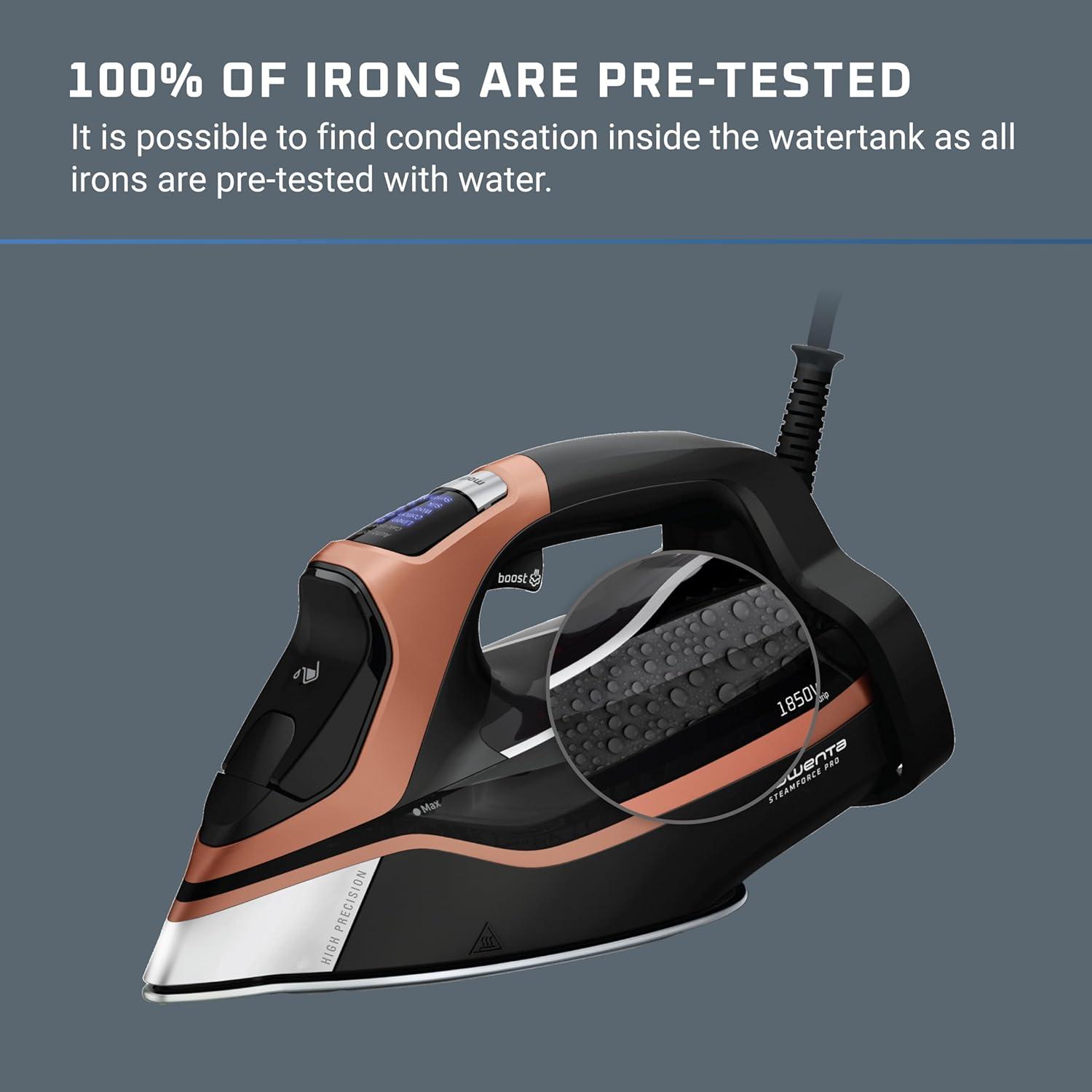 image:imageRowenta Iron Steamer for Clothes Master Steam Station Professional Steam Iron for Clothes with Stainless Steel Soleplate 57 Oz 400 Microsteam Holes BuiltIn Pump 1750 Watts BlackGreen VR8338Ultimate Steam Power Perfect Results