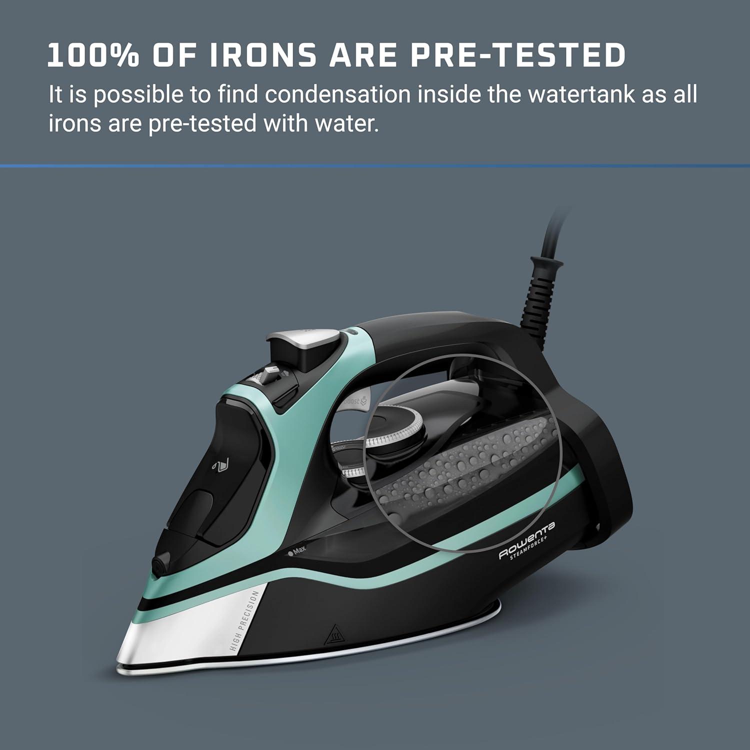 image:imageRowenta Iron Steamer for Clothes Master Steam Station Professional Steam Iron for Clothes with Stainless Steel Soleplate 57 Oz 400 Microsteam Holes BuiltIn Pump 1750 Watts BlackGreen VR8338Extra Steam Power Great Steam Distribution