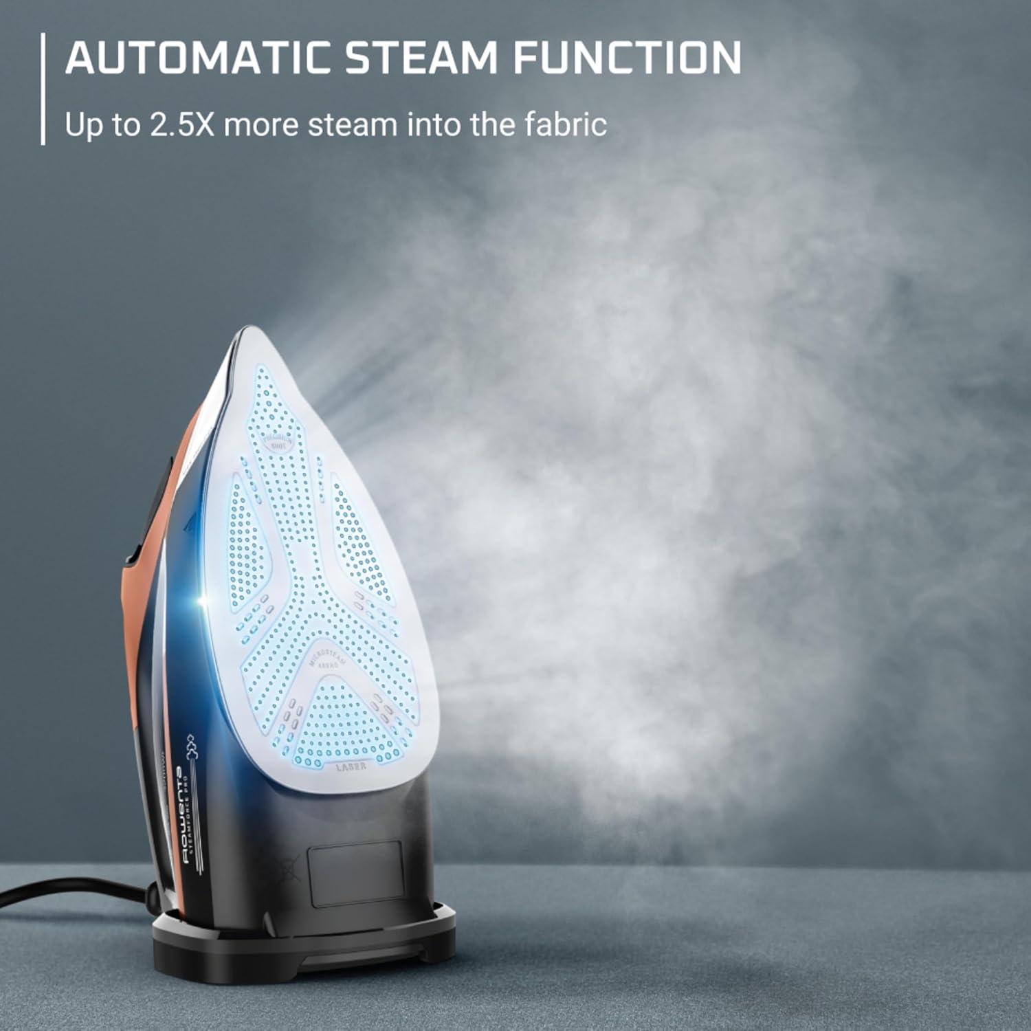 image:imageRowenta Iron Steamer for Clothes Master Steam Station Professional Steam Iron for Clothes with Stainless Steel Soleplate 57 Oz 400 Microsteam Holes BuiltIn Pump 1750 Watts BlackGreen VR8338Ultimate Steam Power Perfect Results
