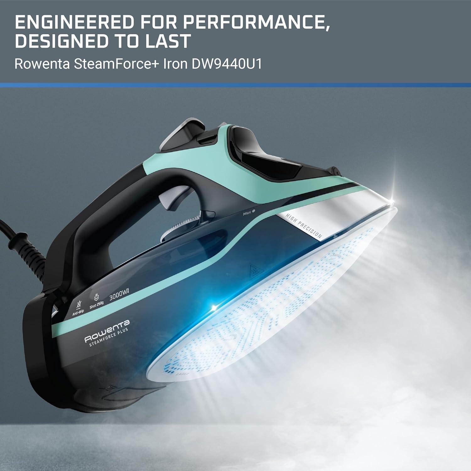 image:imageRowenta Iron Steamer for Clothes Master Steam Station Professional Steam Iron for Clothes with Stainless Steel Soleplate 57 Oz 400 Microsteam Holes BuiltIn Pump 1750 Watts BlackGreen VR8338Extra Steam Power Great Steam Distribution