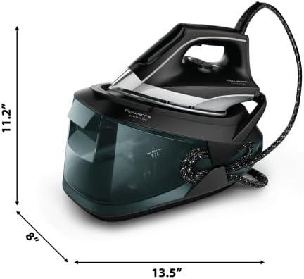 image:imageRowenta Iron Steamer for Clothes Master Steam Station Professional Steam Iron for Clothes with Stainless Steel Soleplate 57 Oz 400 Microsteam Holes BuiltIn Pump 1750 Watts BlackGreen VR8338XL Steam Sessions