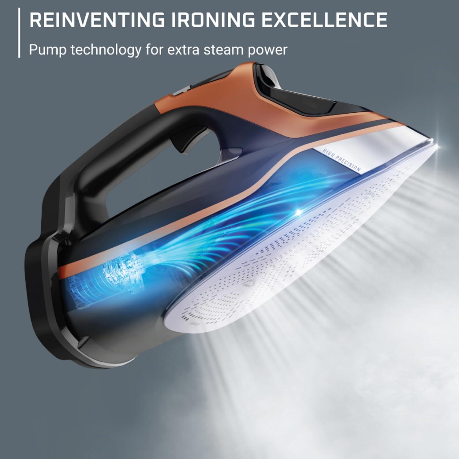 image:imageRowenta Iron Steamer for Clothes Master Steam Station Professional Steam Iron for Clothes with Stainless Steel Soleplate 57 Oz 400 Microsteam Holes BuiltIn Pump 1750 Watts BlackGreen VR8338Ultimate Steam Power Perfect Results