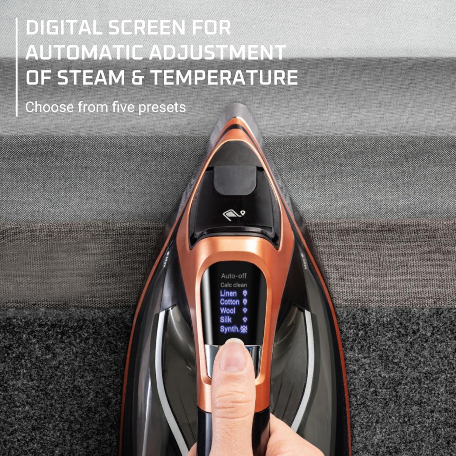 image:imageRowenta Iron Steamer for Clothes Master Steam Station Professional Steam Iron for Clothes with Stainless Steel Soleplate 57 Oz 400 Microsteam Holes BuiltIn Pump 1750 Watts BlackGreen VR8338Ultimate Steam Power Perfect Results