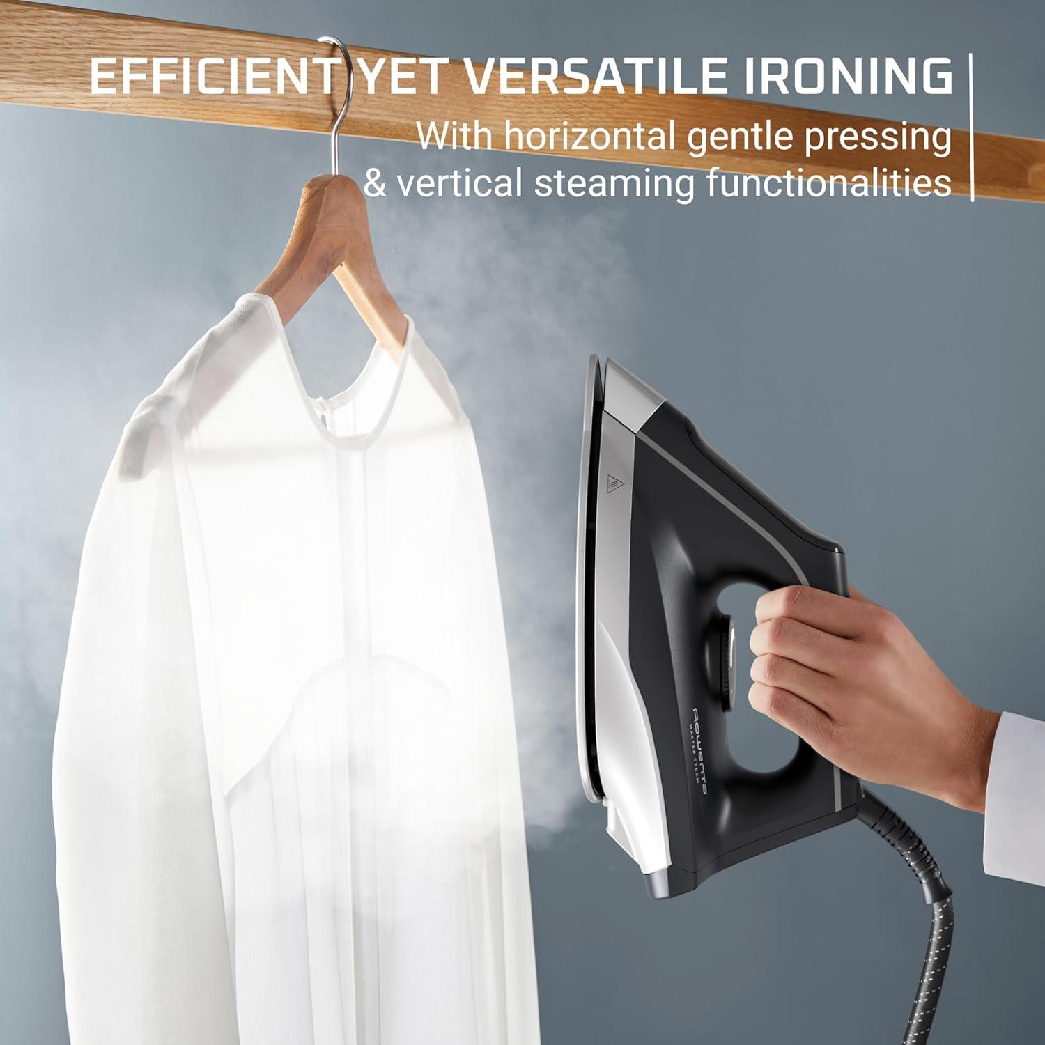 image:imageRowenta Iron Steamer for Clothes Master Steam Station Professional Steam Iron for Clothes with Stainless Steel Soleplate 57 Oz 400 Microsteam Holes BuiltIn Pump 1750 Watts BlackGreen VR8338XL Steam Sessions