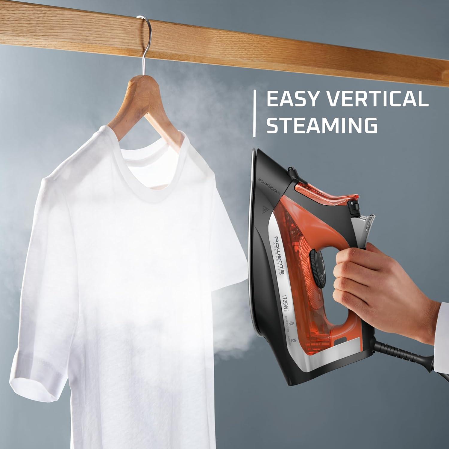 image:imageRowenta Iron Steamer for Clothes Stainless Steel Soleplate Steam Iron Microsteam Holes 1700 Watts Lightweight Autooff Black DW23601700Watts