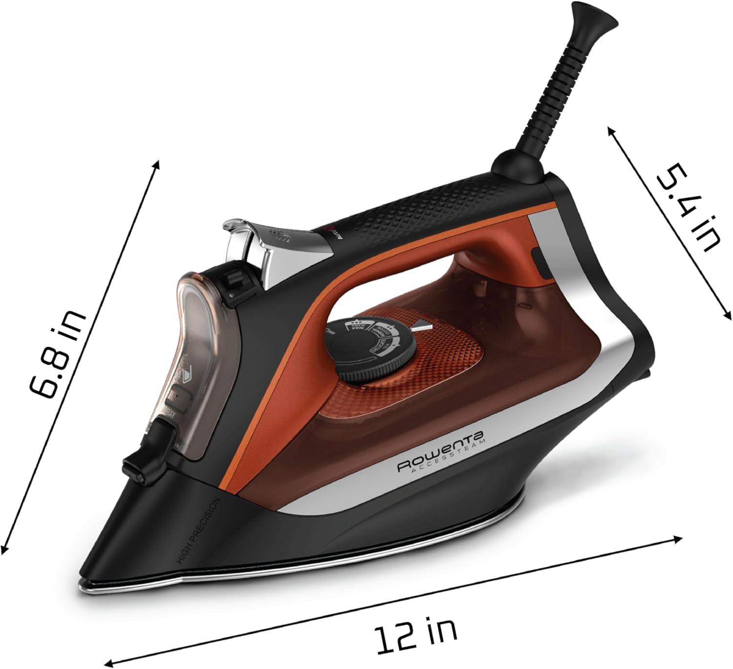 image:imageRowenta Iron Steamer for Clothes Stainless Steel Soleplate Steam Iron Microsteam Holes 1700 Watts Lightweight Autooff Black DW23601700Watts