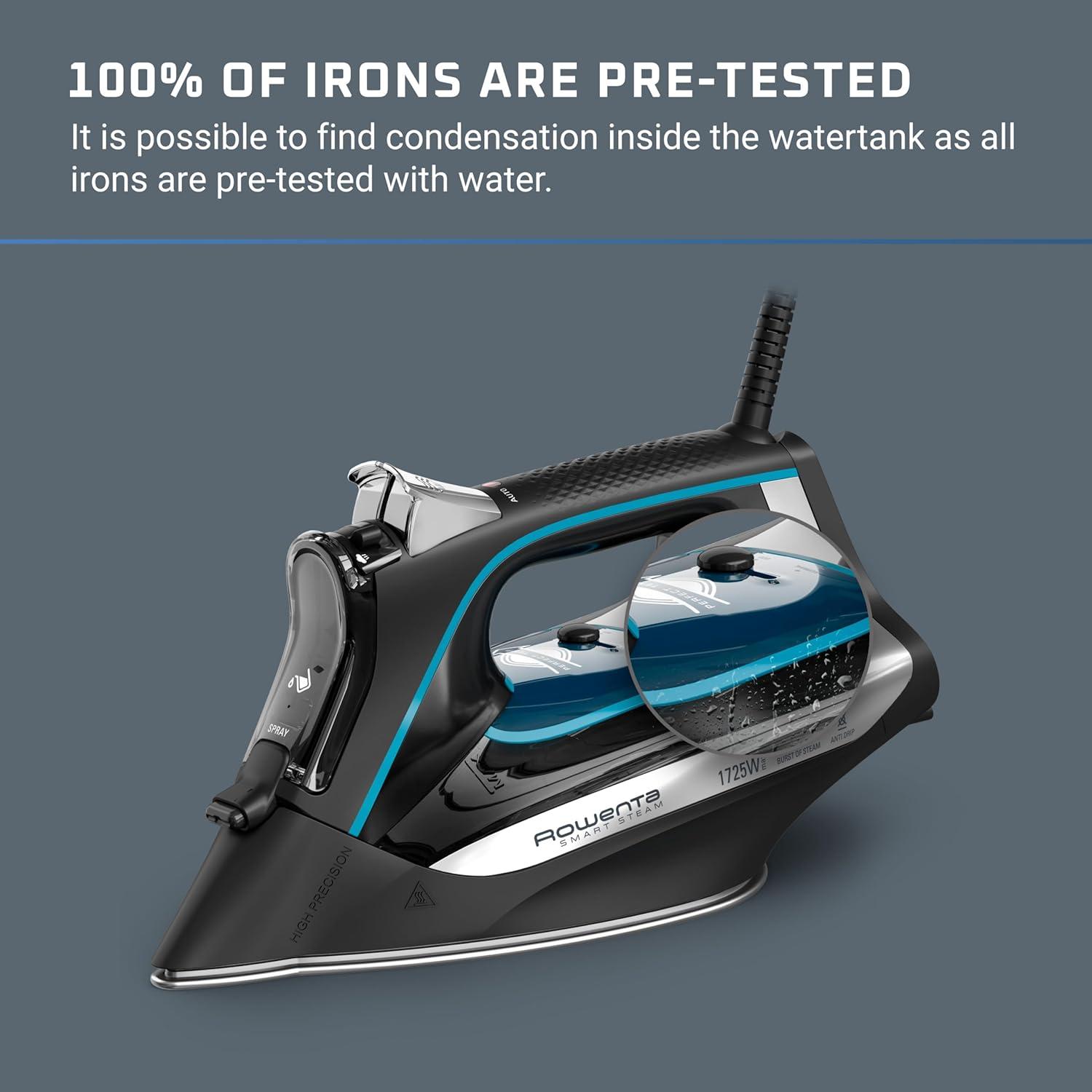 image:imageRowenta Iron Steamer for Clothes Stainless Steel Soleplate Steam Iron Microsteam Holes 1700 Watts Lightweight Autooff Black DW2360380Hole