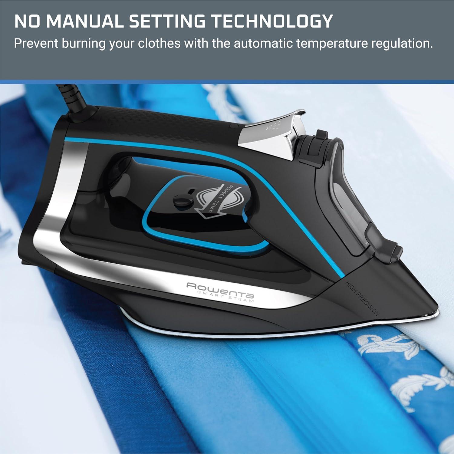 image:imageRowenta Iron Steamer for Clothes Stainless Steel Soleplate Steam Iron Microsteam Holes 1700 Watts Lightweight Autooff Black DW2360380Hole