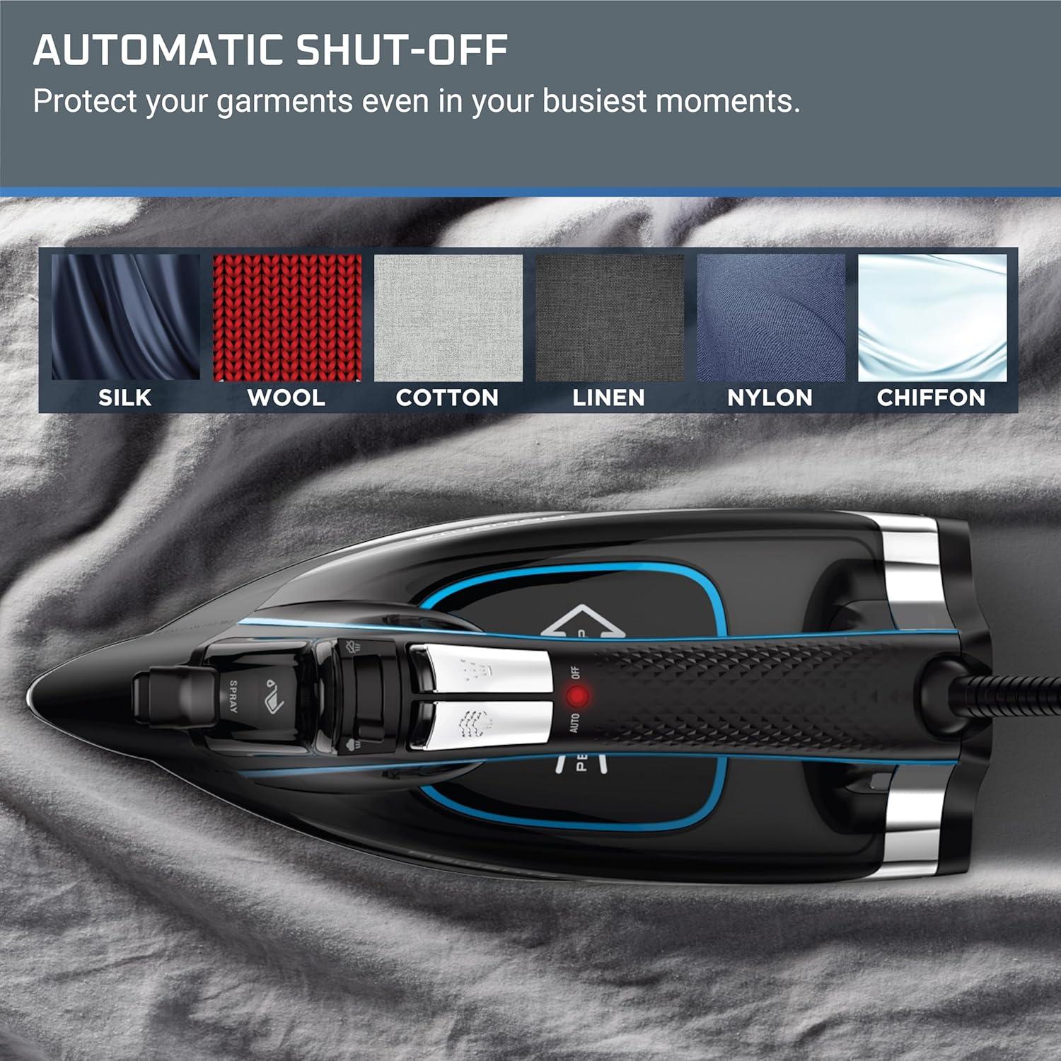 image:imageRowenta Iron Steamer for Clothes Stainless Steel Soleplate Steam Iron Microsteam Holes 1700 Watts Lightweight Autooff Black DW2360380Hole