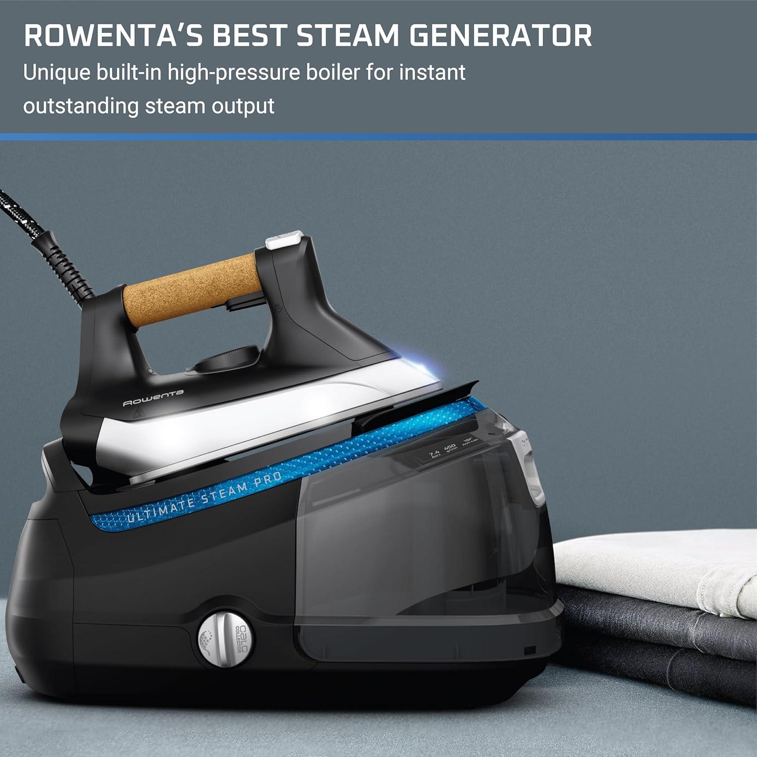 image:imageRowenta Iron Ultimate Steam Pro Stainless Steel Soleplate Professional Steam Station for Clothes 1800 Watts 13L Removable Tank Boiler Technology Fast Heat Up Black Clothes Iron DG8668Professional Steam Grade