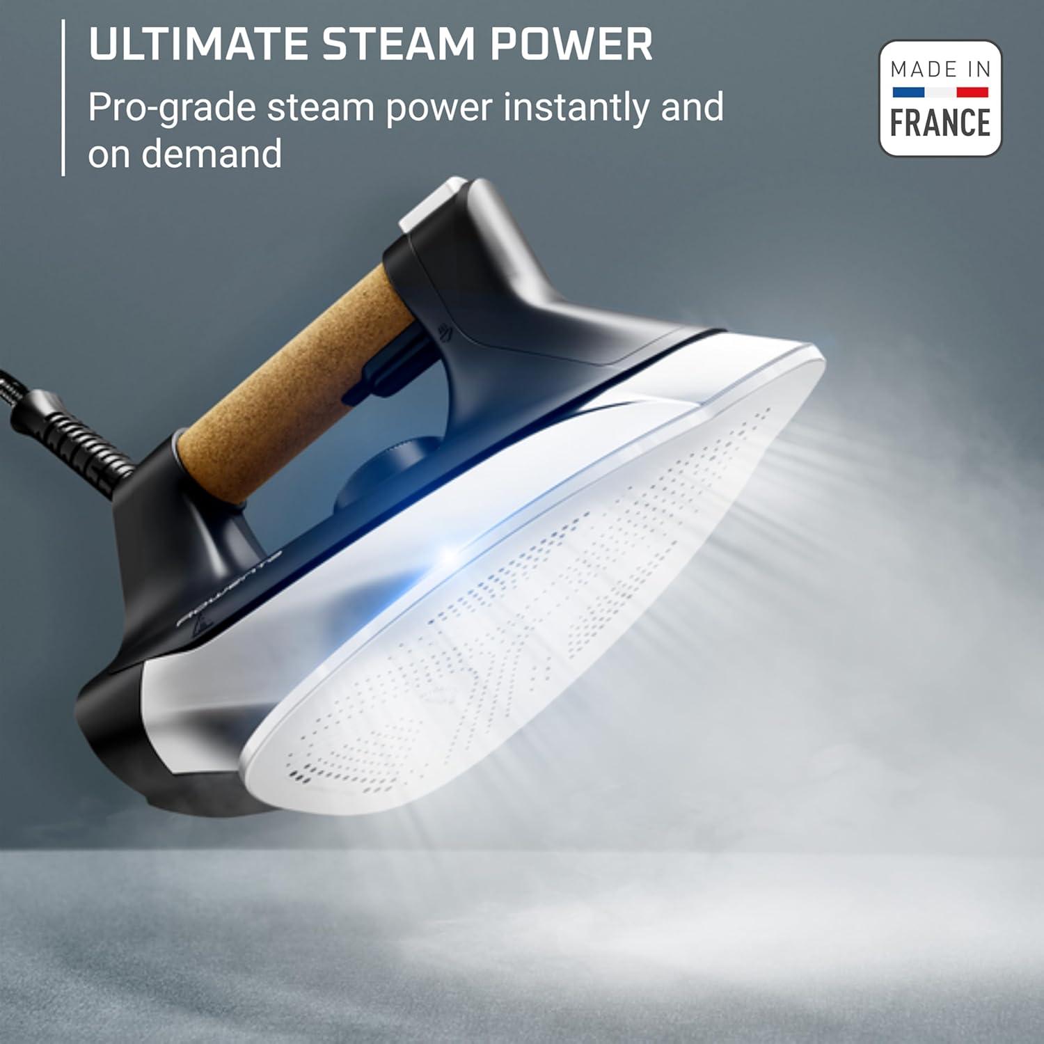 image:imageRowenta Iron Ultimate Steam Pro Stainless Steel Soleplate Professional Steam Station for Clothes 1800 Watts 13L Removable Tank Boiler Technology Fast Heat Up Black Clothes Iron DG8668Professional Steam Grade