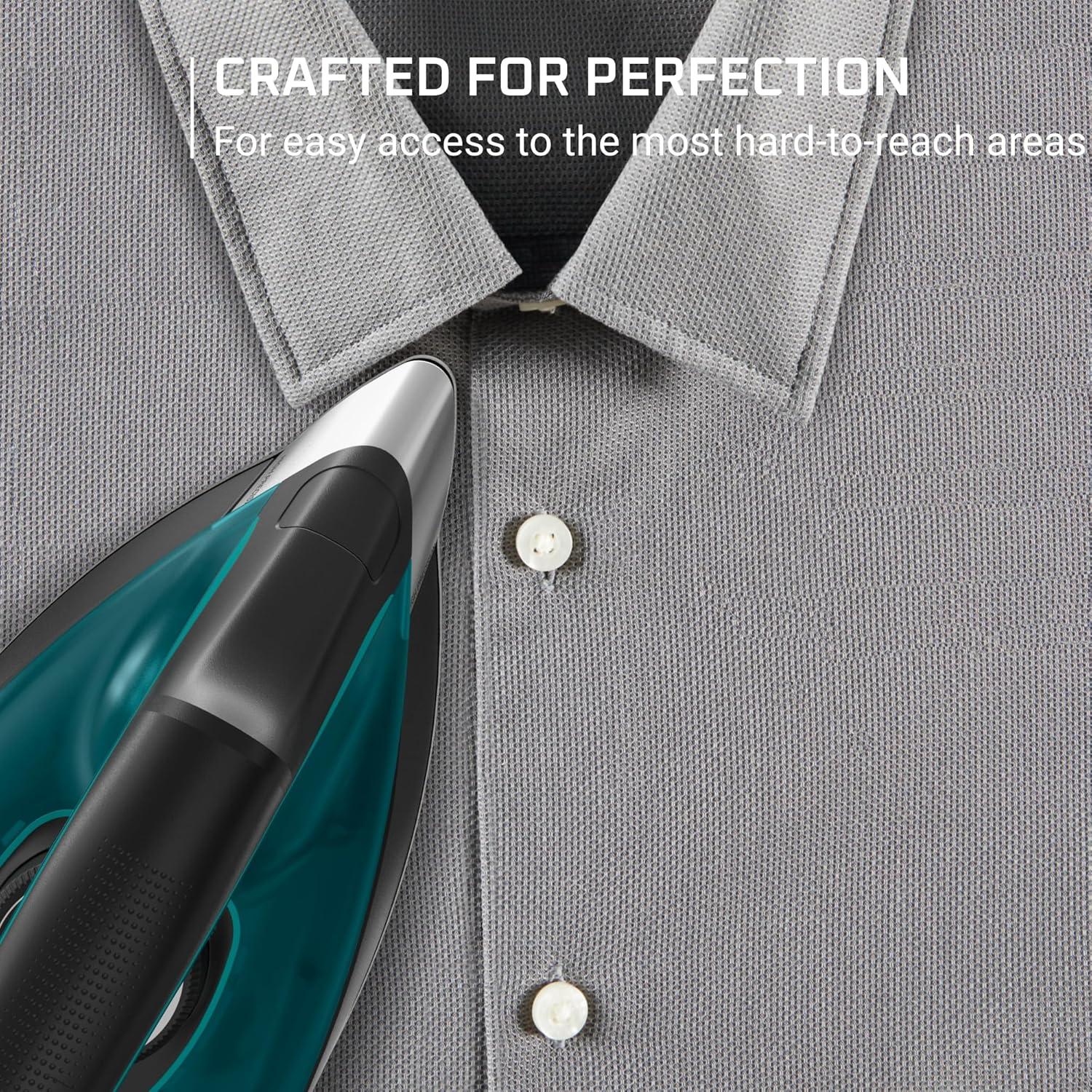 image:imageRowenta Iron for Clothes High Pressure Steamer Iron with Boiler System 400 Steam Holes Vertical Steaming 37oz Tank Stainless Steel Soleplate AutoOff 1800 watts Black Green DG7626