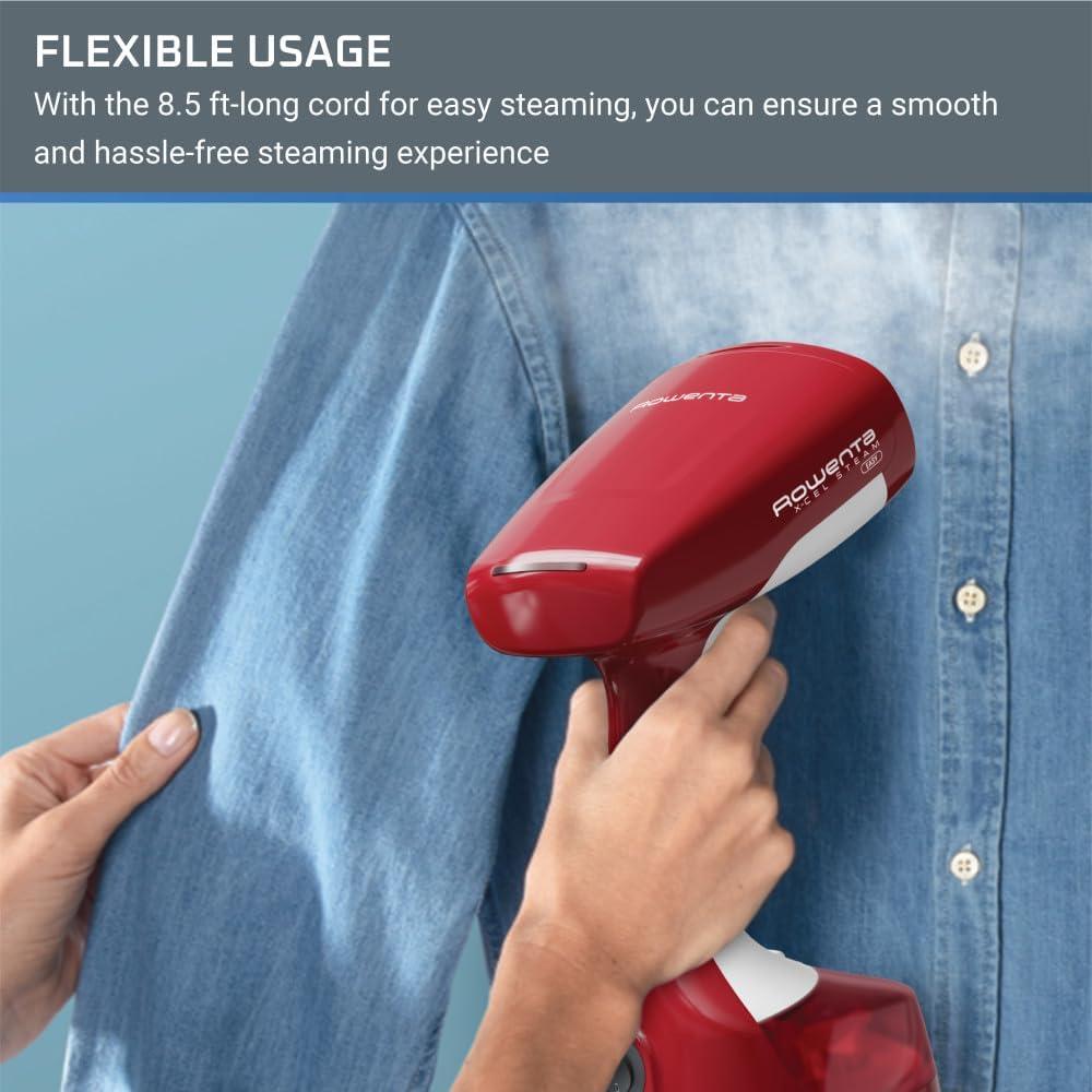 image:imageRowenta Steamer for Clothes Access Steam Handheld Steamer 15 Second Heatup 4 Ounce Capacity 1150 Watts Portable Ironing Travel Must Have White Clothes Steamer DR3030Red