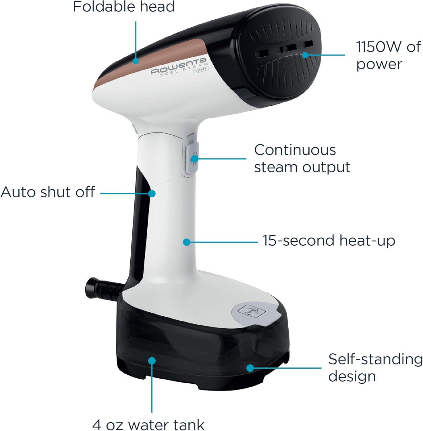 image:imageRowenta Steamer for Clothes Access Steam Handheld Steamer 15 Second Heatup 4 Ounce Capacity 1150 Watts Portable Ironing Travel Must Have White Clothes Steamer DR3030White