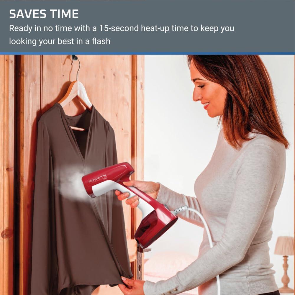 image:imageRowenta Steamer for Clothes Access Steam Handheld Steamer 15 Second Heatup 4 Ounce Capacity 1150 Watts Portable Ironing Travel Must Have White Clothes Steamer DR3030Red