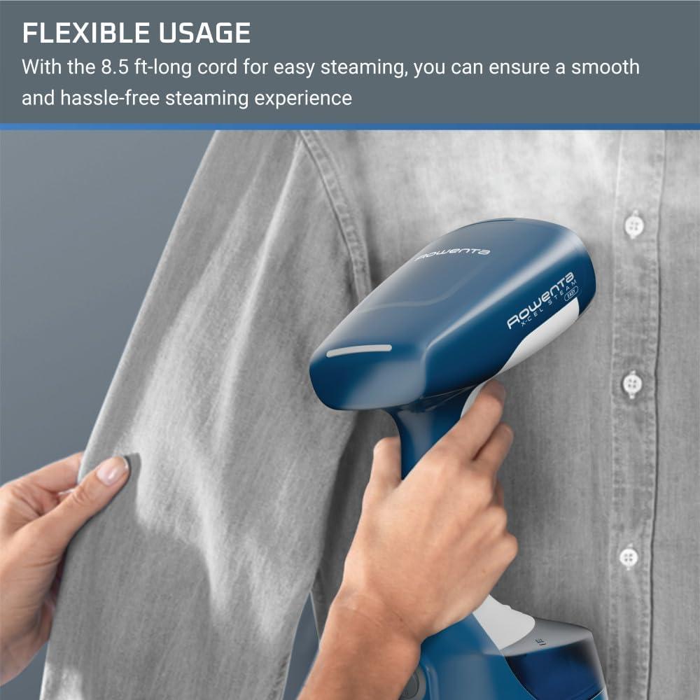 image:imageRowenta Steamer for Clothes Access Steam Handheld Steamer 15 Second Heatup 4 Ounce Capacity 1150 Watts Portable Ironing Travel Must Have White Clothes Steamer DR3030Blue
