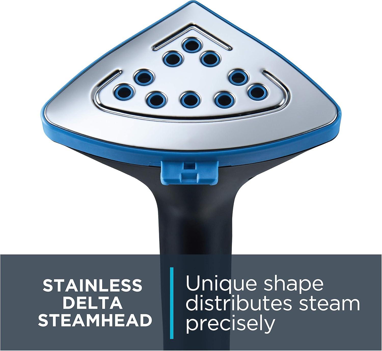 image:imageRowenta Steamer for Clothes Pro Style Full Size Steamer with 45 second heatup amp Removable 50 oz Water Tank 1500 Watts Included Clips to Hang Clothes Ironing Black Clothes Steamer IS2461Rotating Hanger