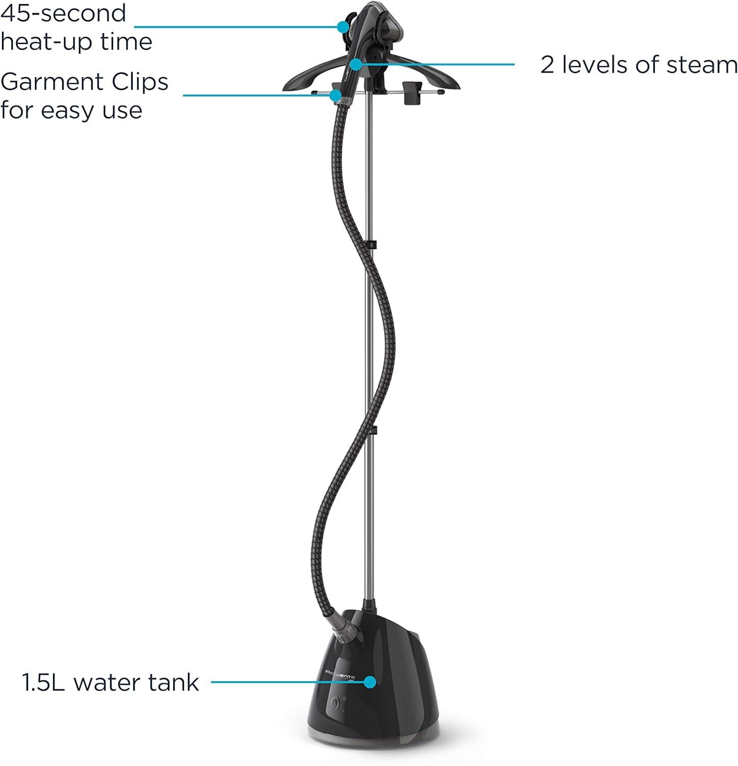 image:imageRowenta Steamer for Clothes Pro Style Full Size Steamer with 45 second heatup amp Removable 50 oz Water Tank 1500 Watts Included Clips to Hang Clothes Ironing Black Clothes Steamer IS2461XL Water Tank