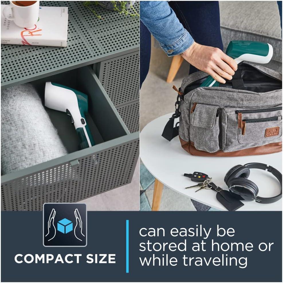 image:imageRowenta Steamer for Clothes XCel Handheld Steamer 15 Second Heatup 24 Ounce Capacity 1150 Watts Portable Ironing Travel Must Have Green Clothes Steamer DR6131