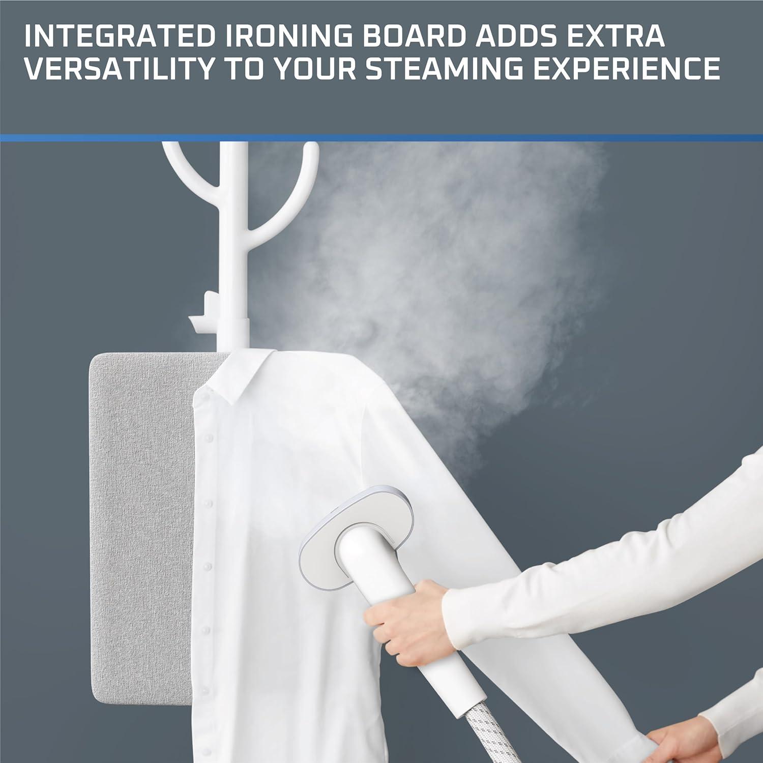 image:imageRowenta Steamer for Clothes with Ironing Board Home Steam Stainless Steel Full Size Steamer 4733oz Water tank Hanger rack for Clothes Compact 1800 Watts White IS3250