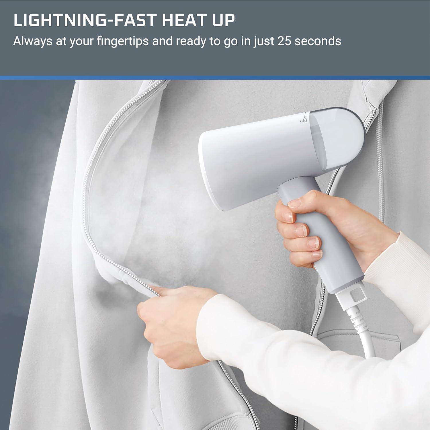 image:imageRowenta Travel Iron Pro Compact Stainless Steel Soleplate Hand Held Steamer Iron for Clothes 200 Microsteam Holes 1000 Watts Ironing Fabric Steamer Dual Voltage Mini Iron Purple DA1560Gray