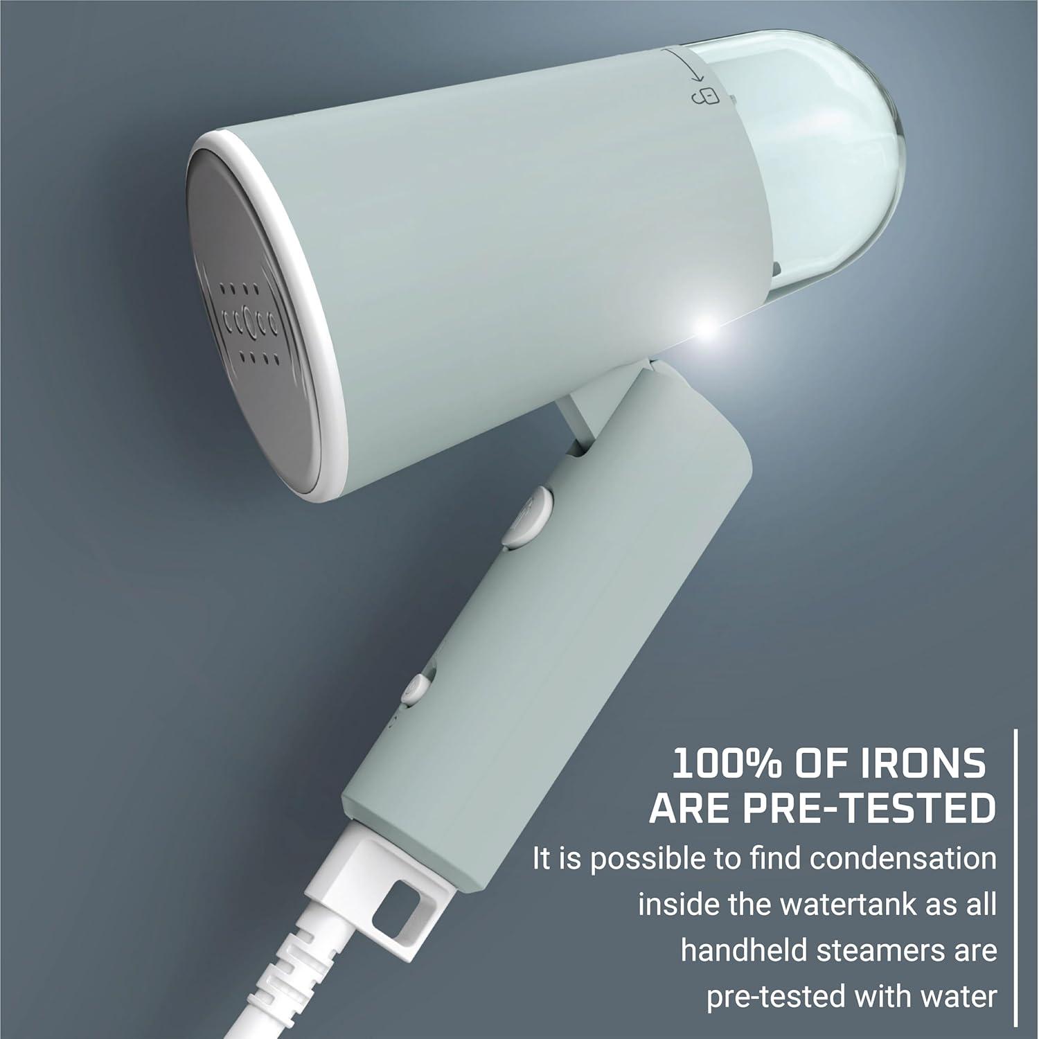 image:imageRowenta Travel Iron Pro Compact Stainless Steel Soleplate Hand Held Steamer Iron for Clothes 200 Microsteam Holes 1000 Watts Ironing Fabric Steamer Dual Voltage Mini Iron Purple DA1560Light Green