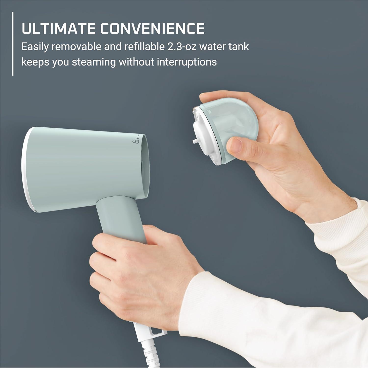 image:imageRowenta Travel Iron Pro Compact Stainless Steel Soleplate Hand Held Steamer Iron for Clothes 200 Microsteam Holes 1000 Watts Ironing Fabric Steamer Dual Voltage Mini Iron Purple DA1560Light Green