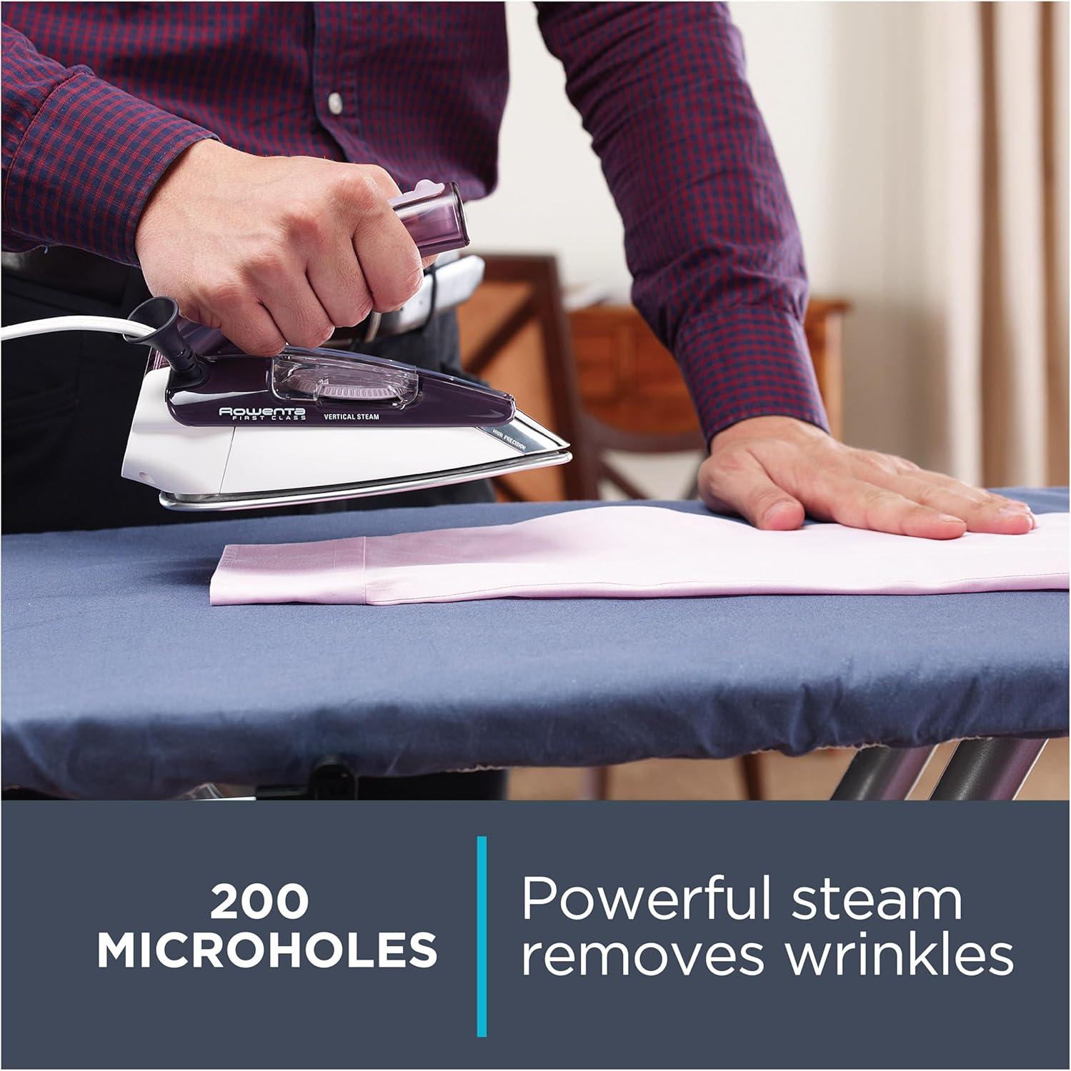 image:imageRowenta Travel Iron Pro Compact Stainless Steel Soleplate Hand Held Steamer Iron for Clothes 200 Microsteam Holes 1000 Watts Ironing Fabric Steamer Dual Voltage Mini Iron Purple DA1560Purple
