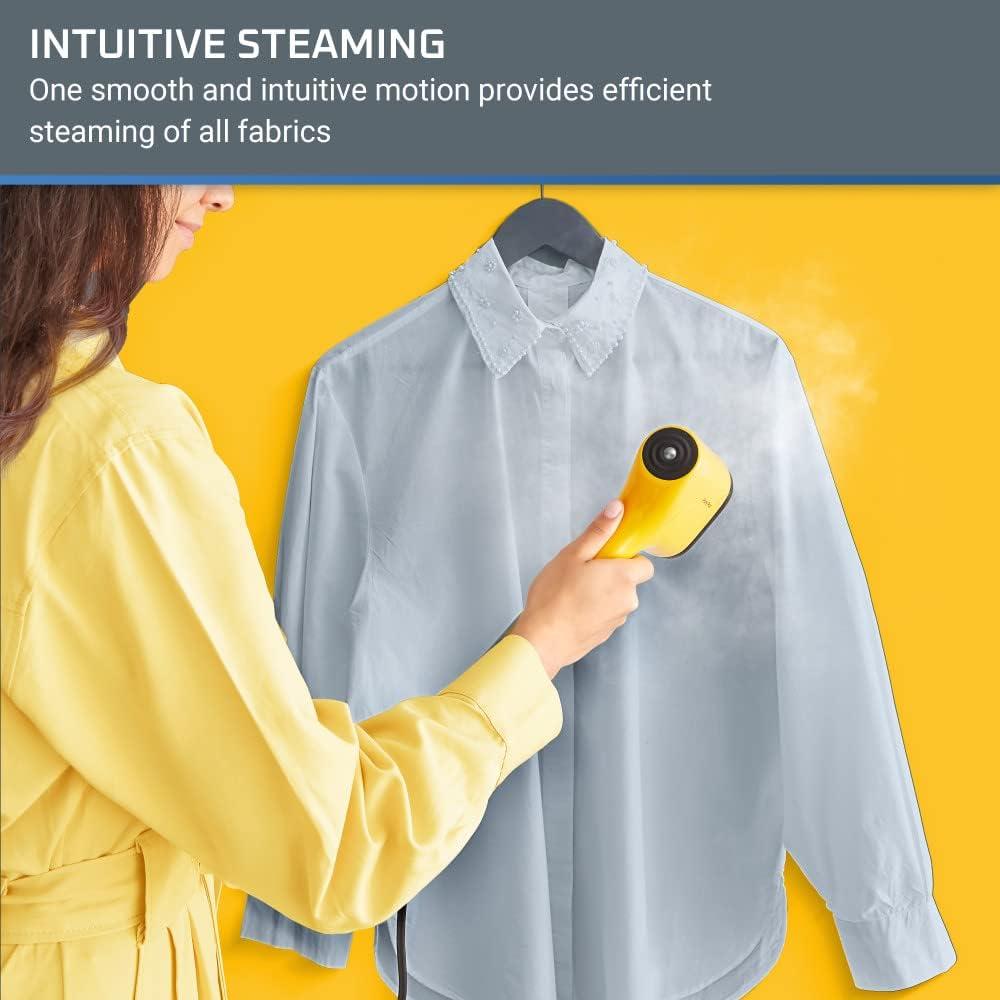 image:imageRowenta Travel Iron Pro Compact Stainless Steel Soleplate Hand Held Steamer Iron for Clothes 200 Microsteam Holes 1000 Watts Ironing Fabric Steamer Dual Voltage Mini Iron Purple DA1560Yellow